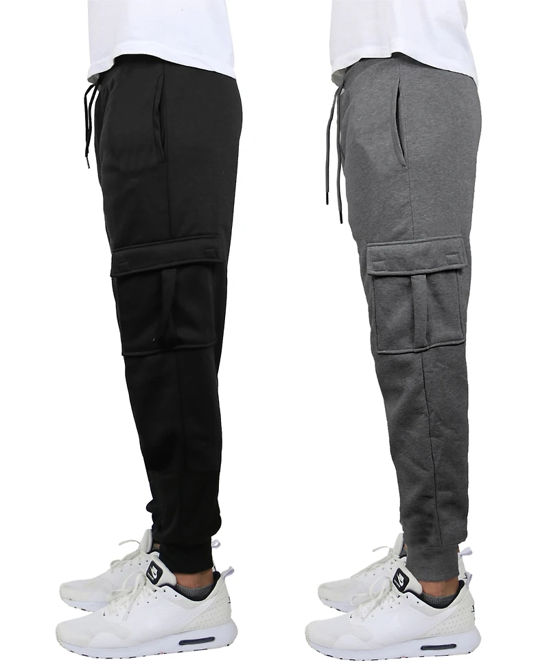 Blue Ice Men's Heavyweight Fleece-Lined Cargo Jogger Sweatpants, Pack of 2