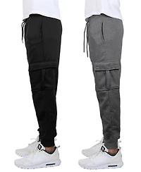 Blue Ice Men's Heavyweight Fleece-Lined Cargo Jogger Sweatpants, Pack of 2