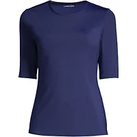 Lands' End Women's SunShade Upf 50 Elbow Sleeve Relaxed Rash Guard