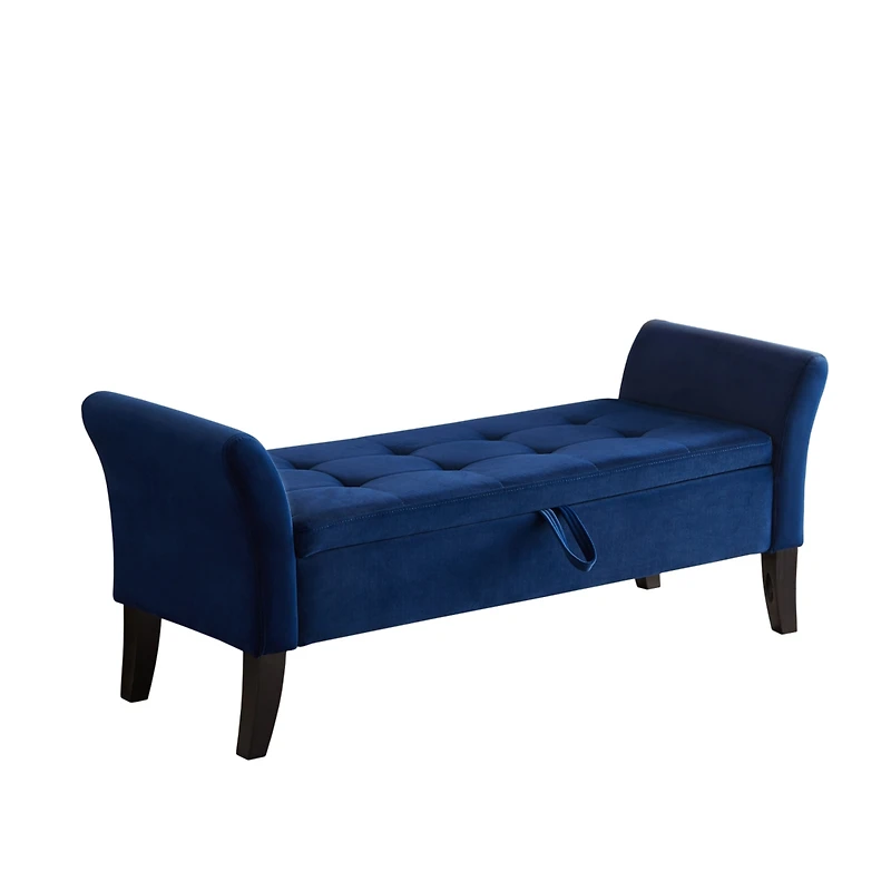 Simplie Fun 51.5" Bed Bench With Storage Navy Blue Velvet
