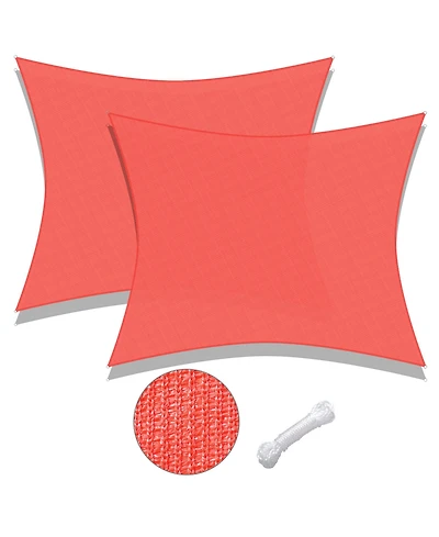2 Pack 20x16 Ft 97% Uv Block Rectangle Sun Shade Sail Hdpe Cover Net Canopy Park