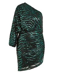 City Chic Plus Sequin Stripe Dress - emerald