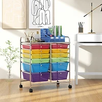 12 Drawers Rolling Cart Storage Mutlicolor Scrapbook Paper Studio Organizer Bins Gradient