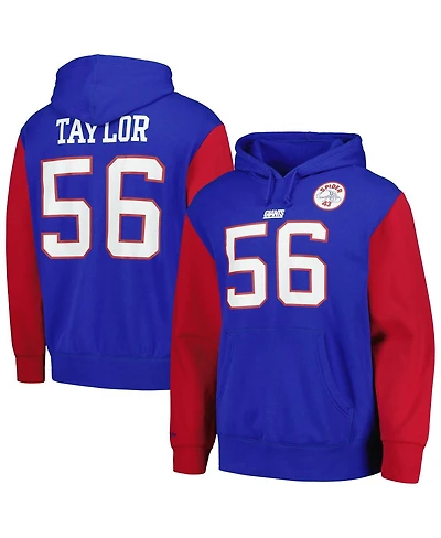 Men's Mitchell & Ness Lawrence Taylor Royal New York Giants Retired Player Name and Number Pullover Hoodie