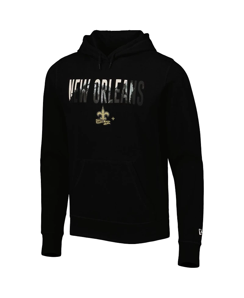 Men's New Era Black New Orleans Saints Ink Dye Pullover Hoodie