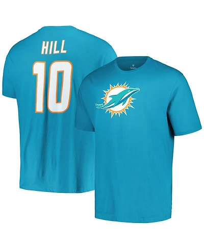 Men's Fanatics Tyreek Hill Aqua Miami Dolphins Big and Tall Player Name Number T-shirt