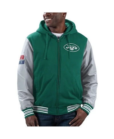 Men's G-iii Sports by Carl Banks Green, Gray New York Jets Player Option Full-Zip Hoodie Jacket