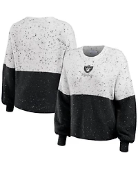 Women's Wear by Erin Andrews White, Black Las Vegas Raiders Color-Block Pullover Sweater