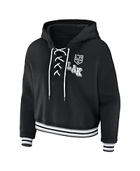 Women's Wear by Erin Andrews Black Los Angeles Kings Lace-Up Pullover Hoodie