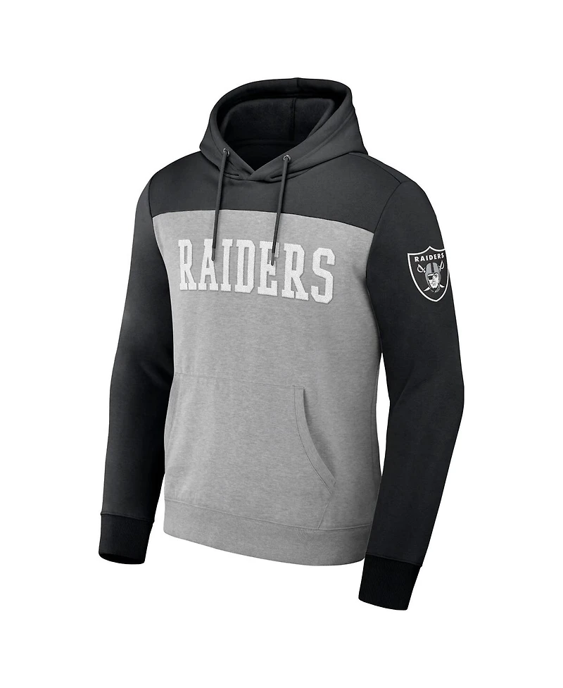 Men's Nfl x Darius Rucker Collection by Fanatics Heather Gray Las Vegas Raiders Color Blocked Pullover Hoodie