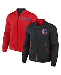 Men's Darius Rucker Collection by Fanatics Black, Red Chicago Cubs Reversible Full-Zip Bomber Jacket