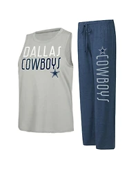 Women's Concepts Sport Navy, Gray Distressed Dallas Cowboys Muscle Tank Top and Pants Lounge Set