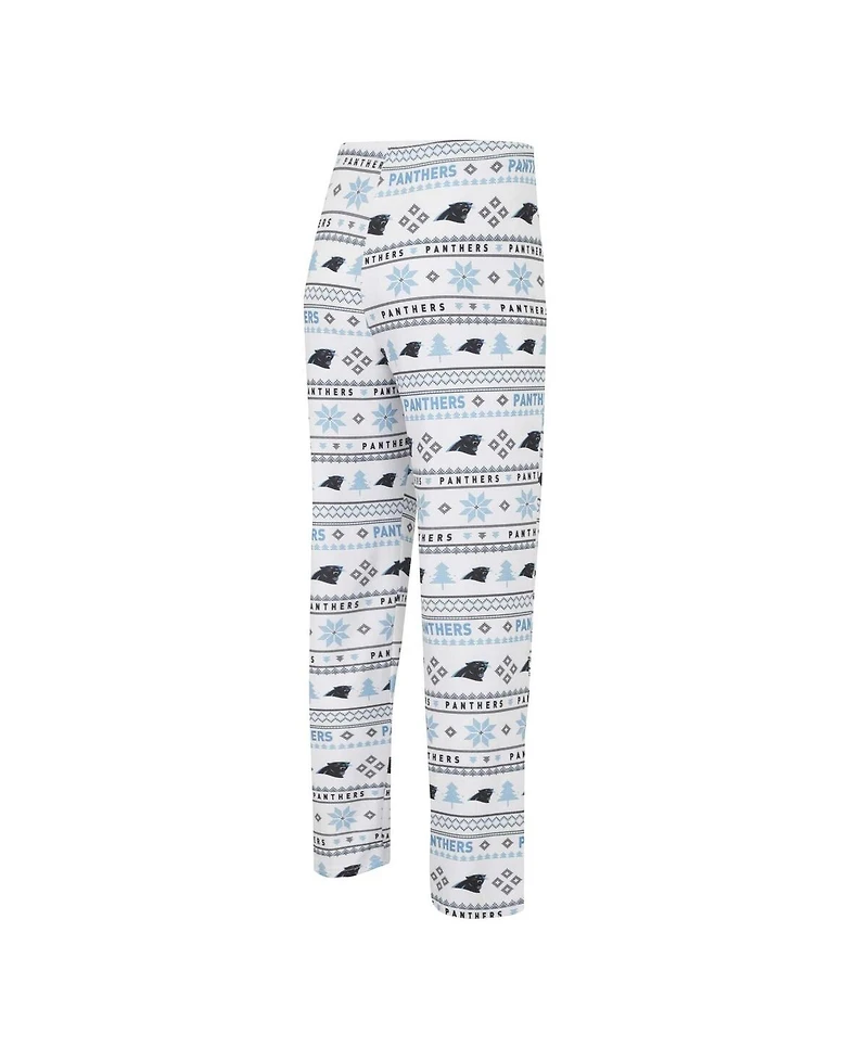 Men's Concepts Sport White, Black Carolina Panthers Tinsel Raglan Long Sleeve T-shirt and Pants Sleep Set
