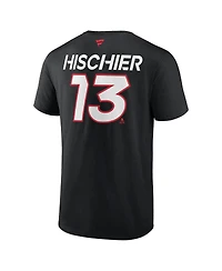 Men's Fanatics Nico Hischier Black New Jersey Devils Authentic Pro Prime Name and Number T-shirt