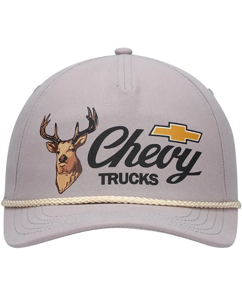 Men's American Needle Gray Chevrolet Canvas Cappy Trucker Adjustable Hat