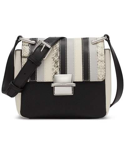 Calvin Klein Clove Mixed Material Push-Lock Crossbody with Adjustable Strap