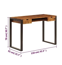 Desk 43.3"x21.7"x30.7" Solid Sheesham Wood and Steel