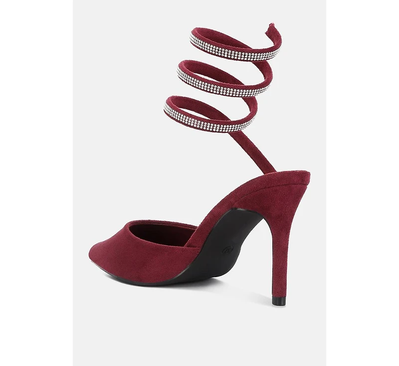 Womens elvira rhinestone embellished strap up sandals