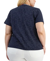 Tommy Hilfiger Plus Size V-Neck Dot-Print Top