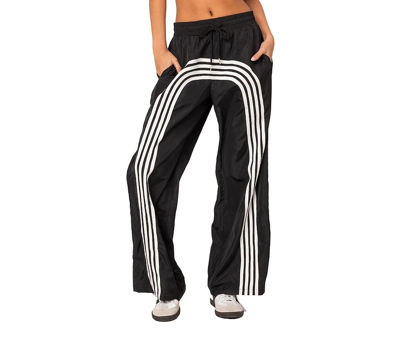 Women's Wide striped nylon track pants
