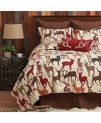 Colton Deer Brown Tan Cabin Lodge King 3 Piece Quilt Set