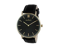 Peugeot Men's 40mm Black Dial Super Slim Leather Strap Watch