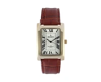 Peugeot Men's 43x30 mm Brown Vintage Like Tank Leather Strap Watch