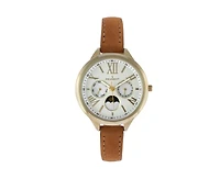 Peugeot Women 38mm Watch Multi Function Suede Leather Strap