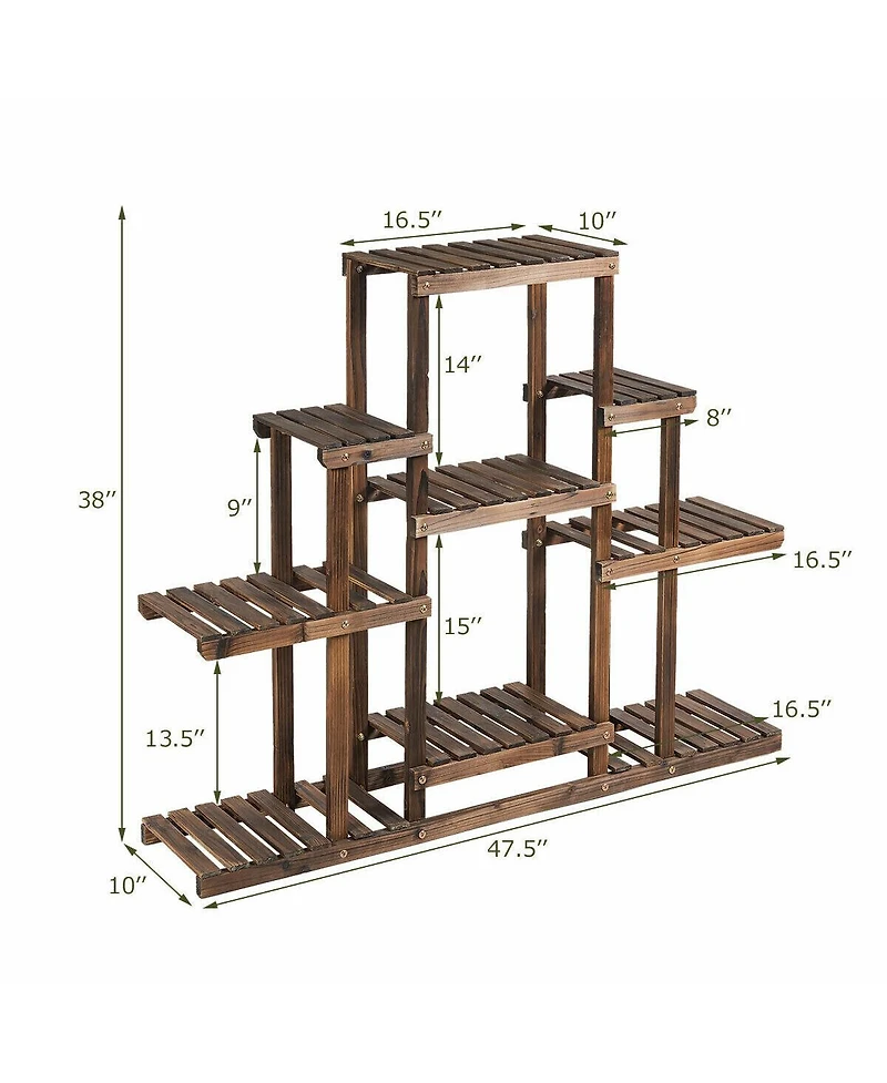 6-Tier Flower Wood Stand Plant Display Rack Storage Shelf