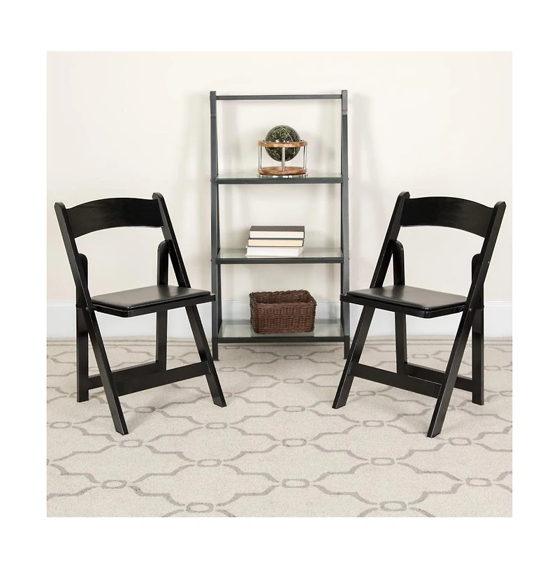 2 Pack Wedding Party Event Wood Folding Chair With Vinyl Padded Seat