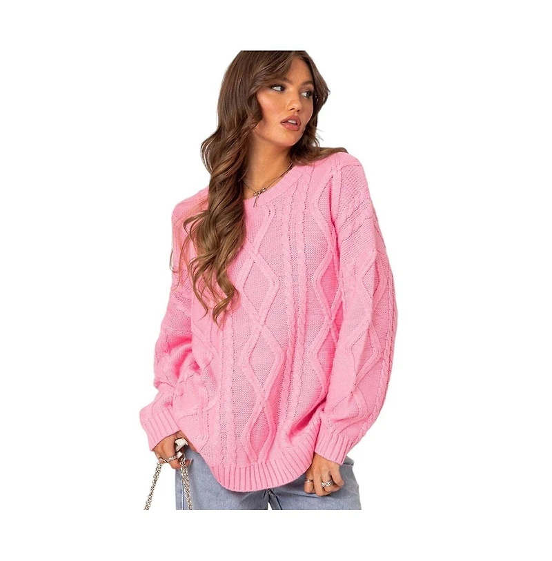 Edikted Women's Kennedy oversized cable knit sweater
