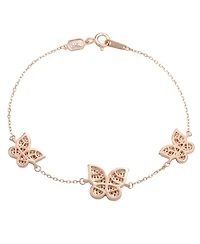 Suzy Levian Sterling Silver Cubic Zirconia Puffed Butterfly Station Bracelet