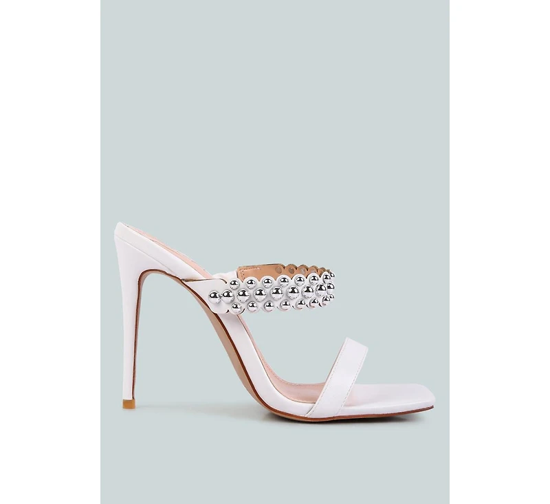 Womens Bandy Stieletto Heel Metal Stud Sandals