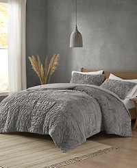 Madison Park Blair Ruched 3-Pc. Faux Fur Comforter Set, Full/Queen