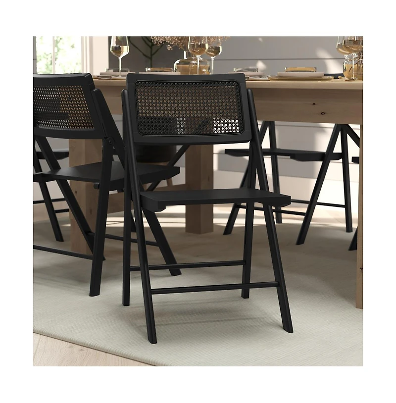 Gordon Set Of 2 Cane Rattan Folding Chairs