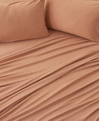 Premium Comforts Heathered Melange T-shirt Jersey Knit Cotton Blend Piece Sheet Set