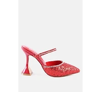 Iris Glitter Diamante Embellished Spool Heel Sandals