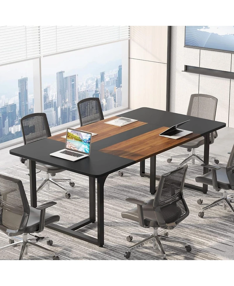 Tribe signs Rectangle Conference Table, Business Style Large Office Conference with Strong Metal Legs