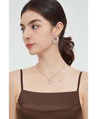 Ysabel Pave Eternity Twist Hoop Pendant Necklace