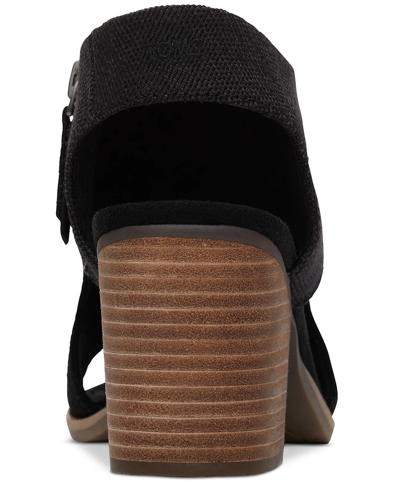 Toms Women's Eliana Peep-Toe Cutout Block-Heel Sandals