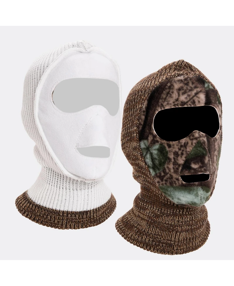 Muk Luks Men's 2-Hole Reversible Face Mask, Adventure Grey/Blaze, One Size