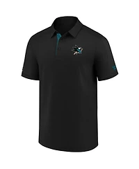 Men's Majestic Black San Jose Sharks Authentic Pro Locker Room Performance Polo Shirt