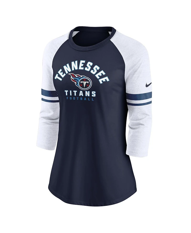 Women's Nike Navy Tennessee Titans 3/4-Sleeve Lightweight Raglan Fashion T-shirt