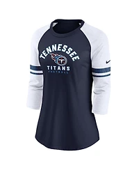 Women's Nike Navy Tennessee Titans 3/4-Sleeve Lightweight Raglan Fashion T-shirt