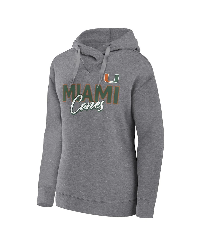 Women's Fanatics Heather Gray Miami Hurricanes Script Favorite Pullover Hoodie