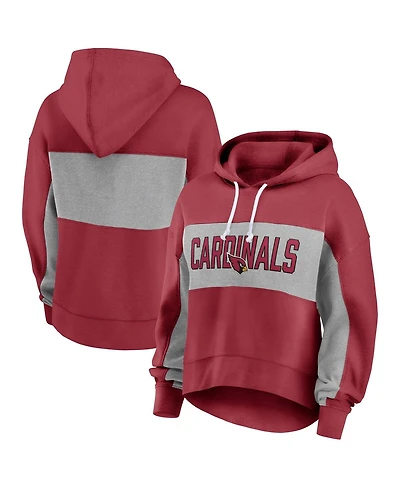 Women's Fanatics Cardinal Arizona Cardinals Filled Stat Sheet Lighweight Modest Crop Hoodie