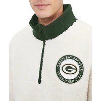 Men's Tommy Hilfiger Cream Green Bay Packers Jordan Sherpa Quarter-Zip Sweatshirt
