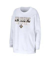 Women's Wear by Erin Andrews White New Orleans Saints Domestic Pullover Sweatshirt