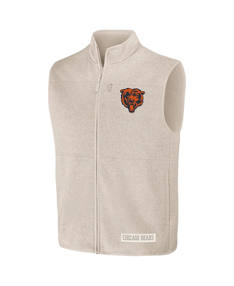 Men's Nfl x Darius Rucker Collection by Fanatics Oatmeal Chicago Bears Full-Zip Sweater Vest