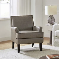 Nihad Modern Faux Leather Accent Chair with Nailhead Trim